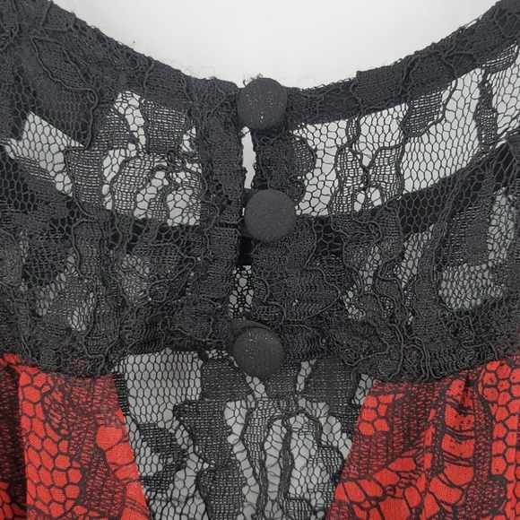 City Chic Red Black Embroidered Chiffon Dress XS - Picture 9 of 16